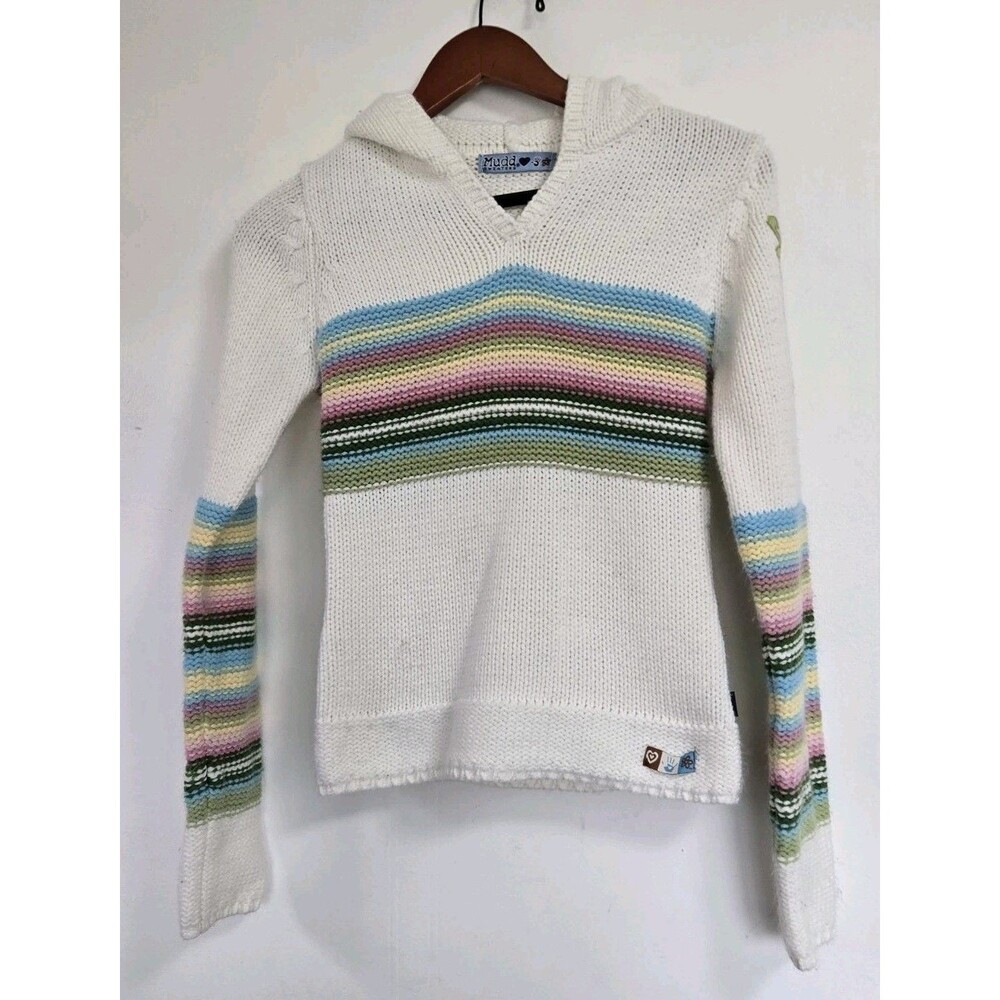Vintage Mudd Womens Hoodie S Sweatshirt Striped Y2K Retro Boho Casual Preppy